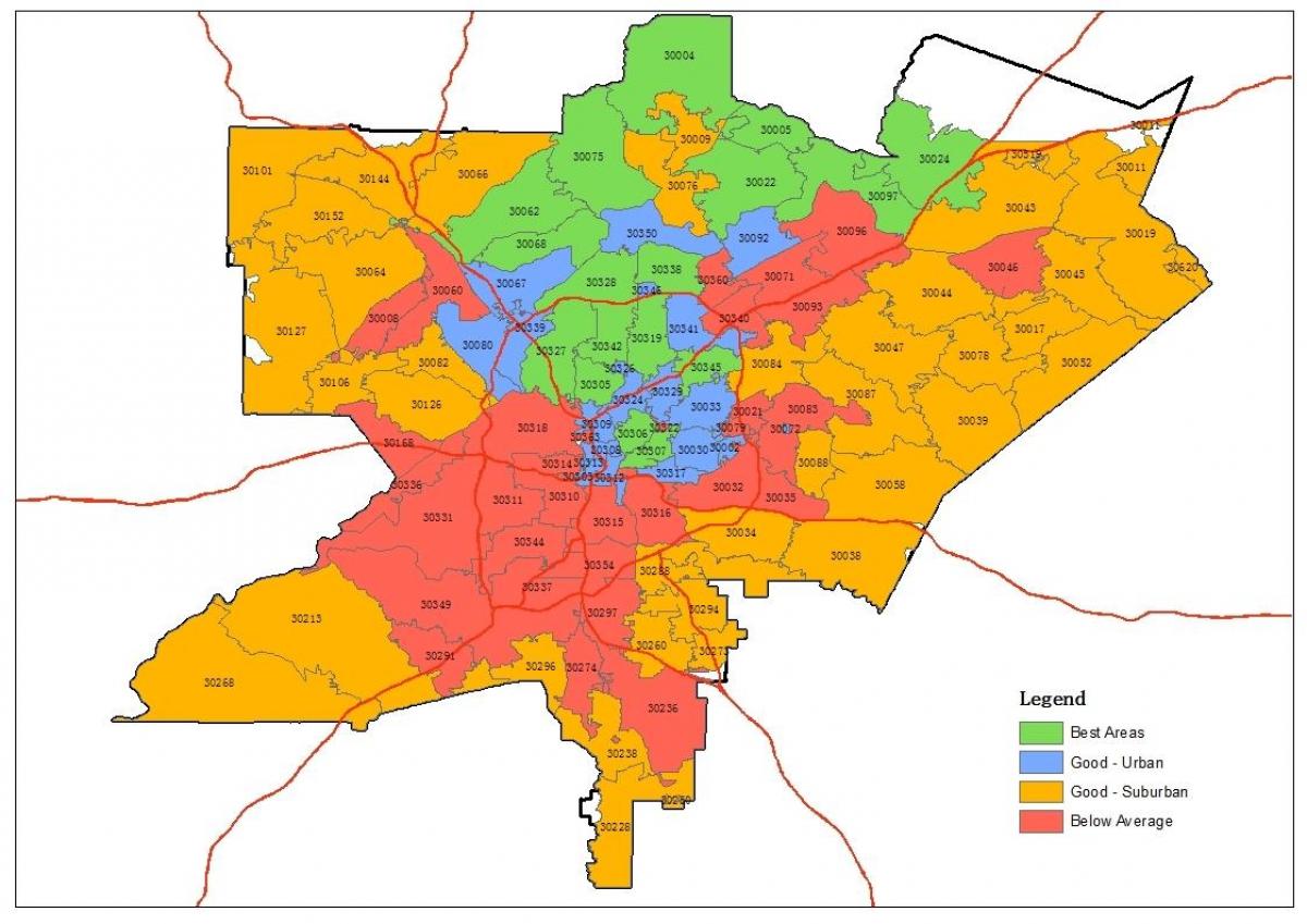 Atlanta area zip code map