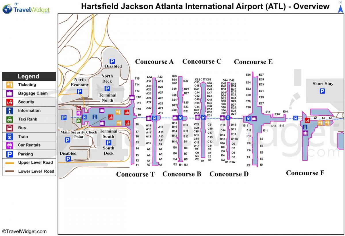 Atlanta Airport Terminal Map Atlanta International Terminal Map