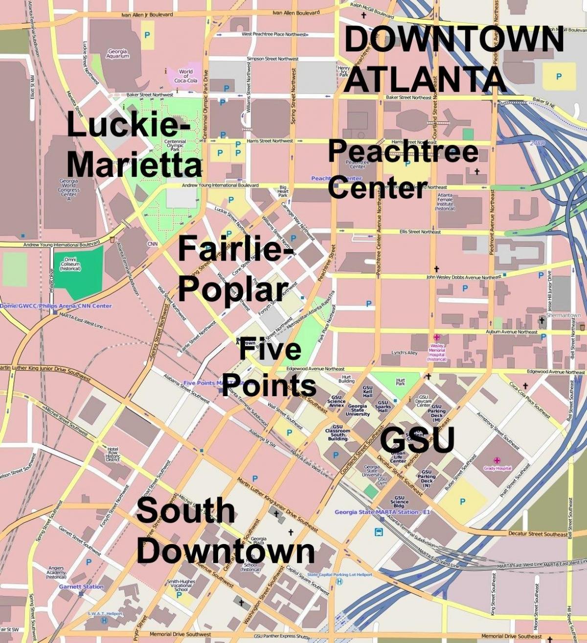 map of downtown Atlanta