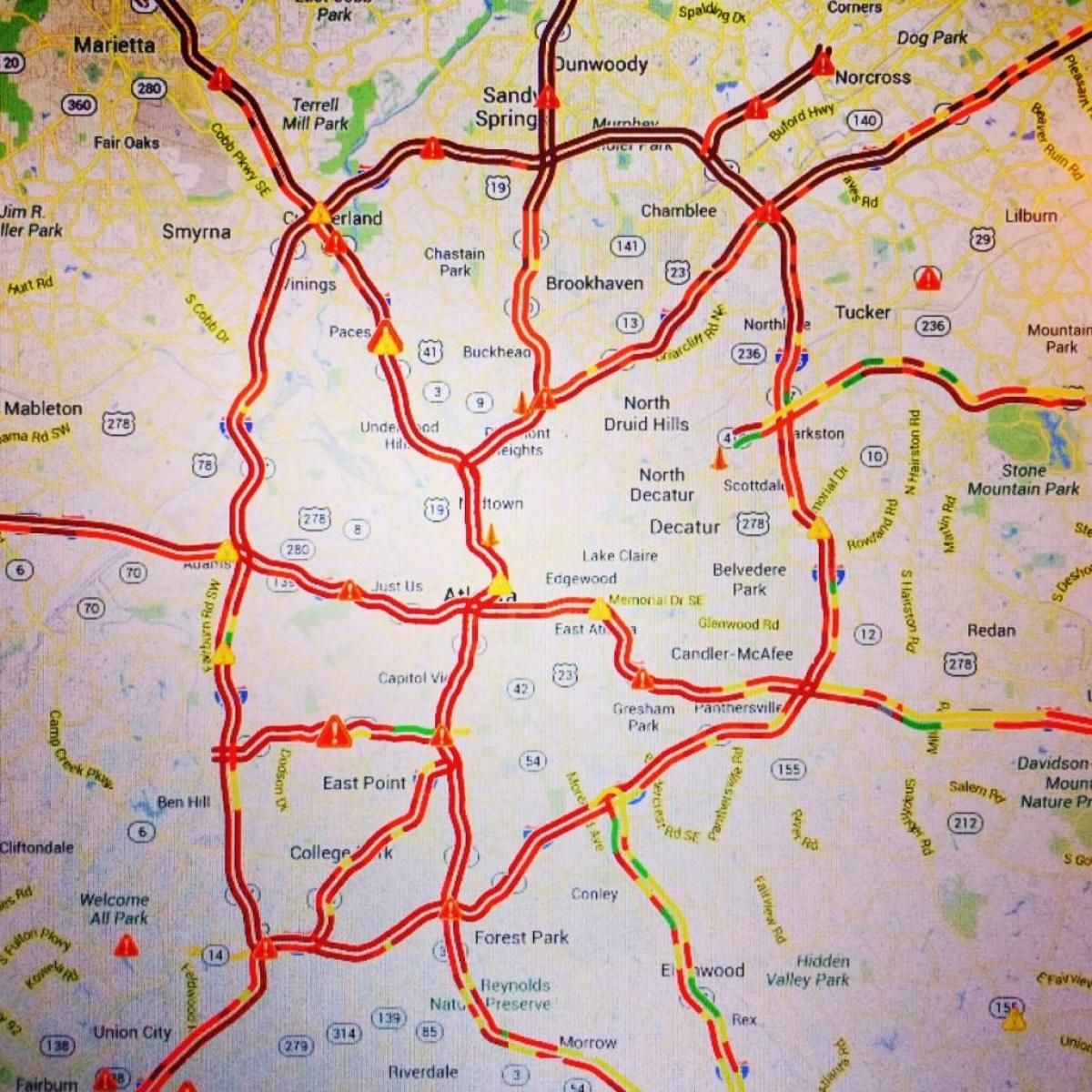 Atlanta Ga Traffic Map Atlanta Traffic Map - Map Of Atlanta Traffic (United States Of America)