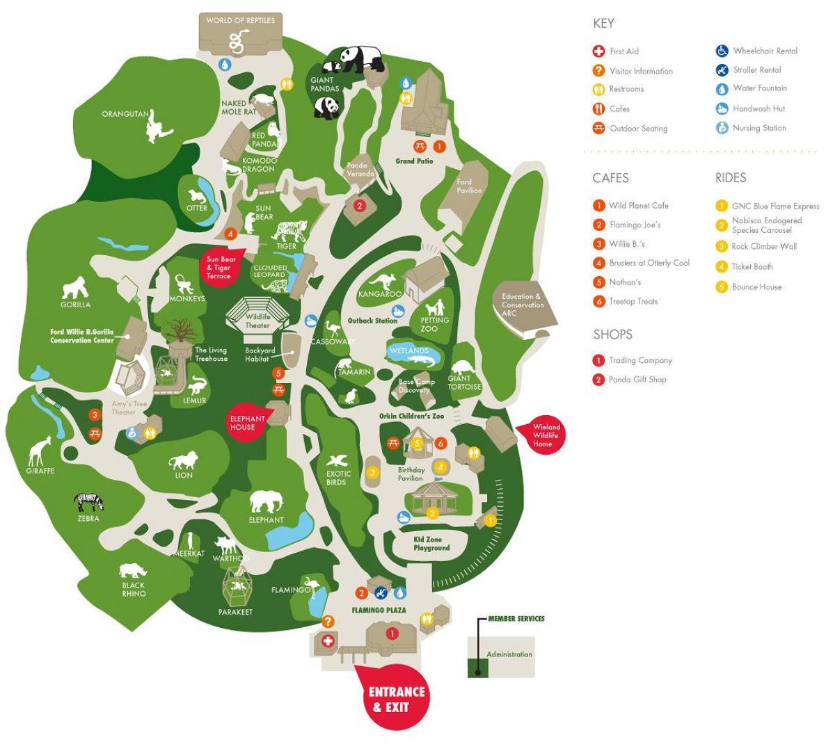 Map Of Zoo Atlanta Atlanta zoo map   Map of zoo Atlanta (United States of America)